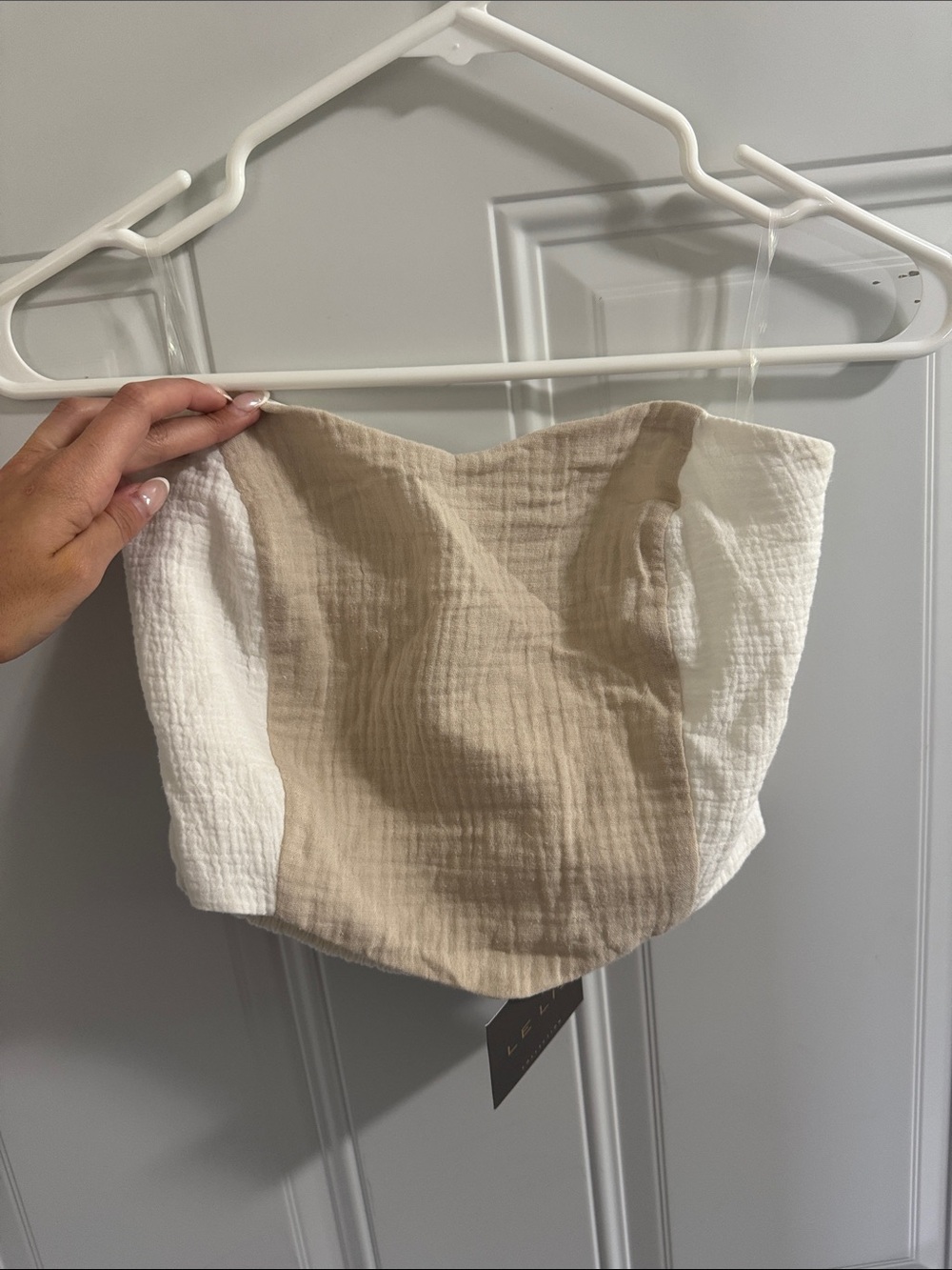 Women’s Two-Tone Beige & White Tube Top